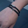 MUŠKA kožna narukvica crna KN-006